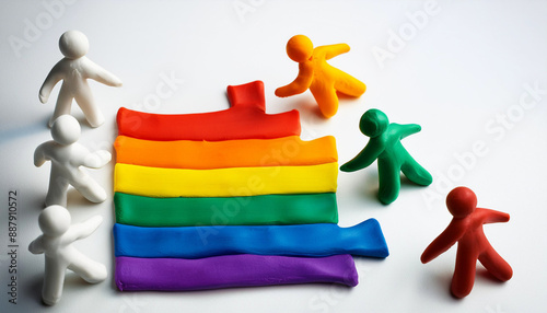 Rainbow fight for gay rigths concept made out of play-doh photo