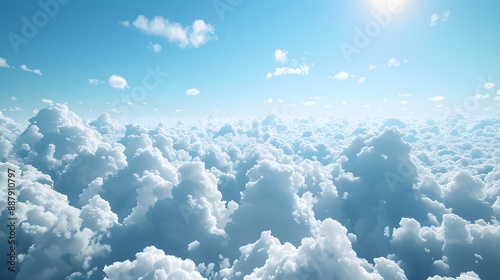 vast expanse of blue azure sky with white clouds symbol of purity and fresh air isolated on white background, detailed, png © Pixel Prophet