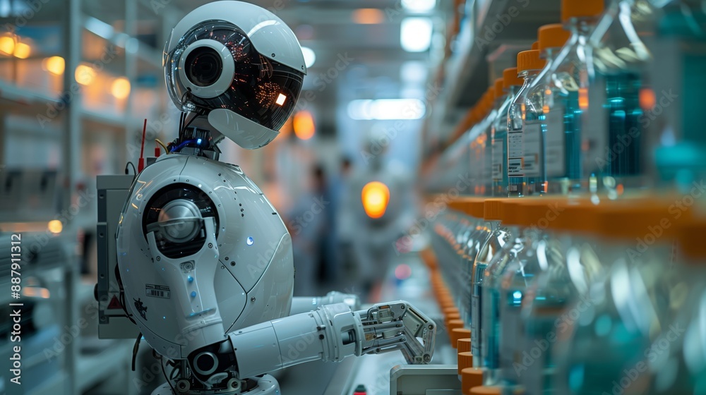 A white robotic system with advanced AI capabilities performs precision tasks in a modern lab setting, showcasing the potential of robotics in various industries. A white robotic system with advanced AI capabilities performs precision tasks in a modern lab setting, showcasing the potential of robotics in various industries.