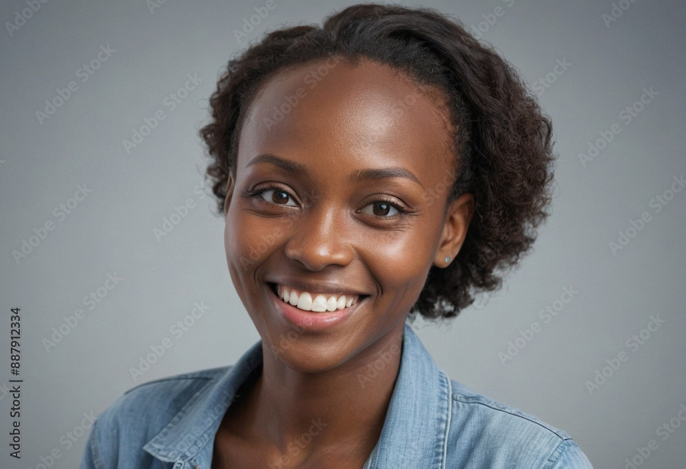 Portrait view of a regular happy smiling Rwanda woman, ultra realistic, candid, social media, avatar image, plain solid background Portrait view of a regular happy smiling Rwanda woman, ultra realistic, candid, social media, avatar image, plain solid background