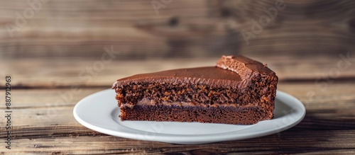 Chocolate cake on a white p...