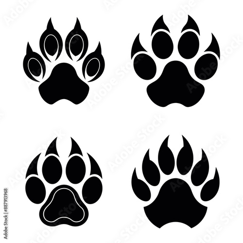 Paw vector foot trail print of cat. Dog, Paw icon set. paw print icon vector. dog or cat paw