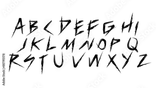 grunge font style type alphabet vector collection. Set of doodle collection of grunge elements Punk Rock music type font