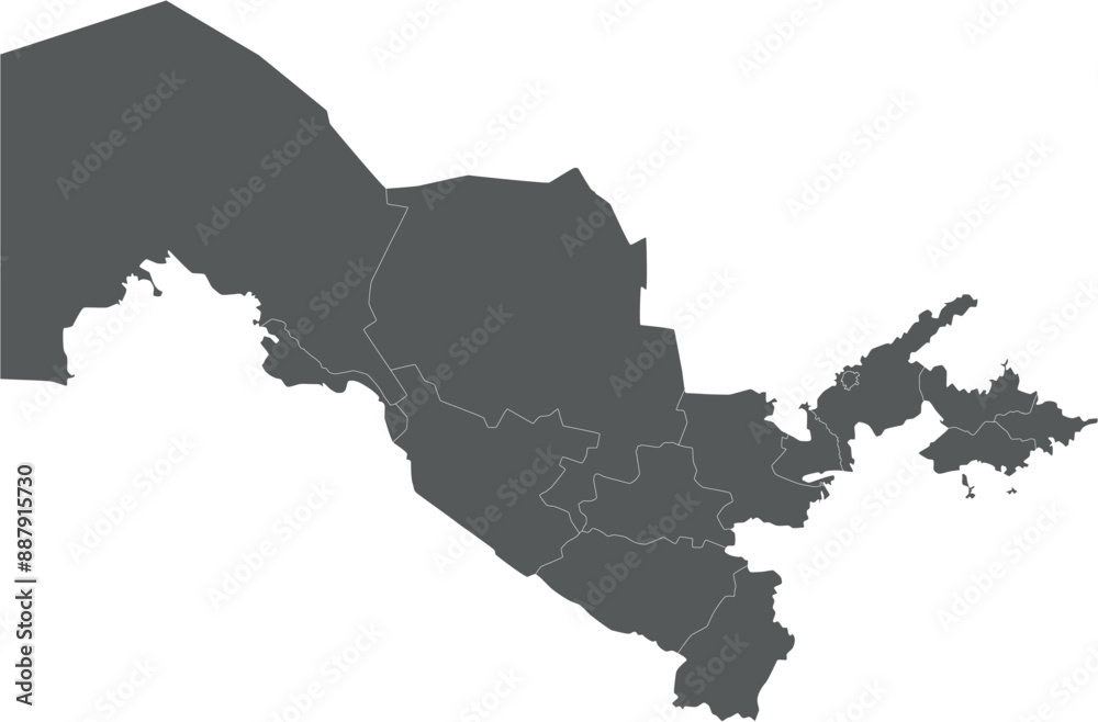 Fototapeta premium Vector blank map of Uzbekistan with regions or territories and administrative divisions. Editable and clearly labeled layers.