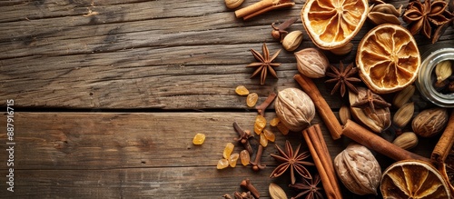 Wooden background with dry ...