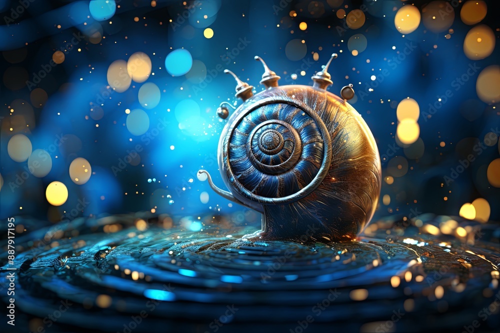 A snail in the flow of time. business. Step by step, surrealism. background A snail in the flow of time. business. Step by step, surrealism. background