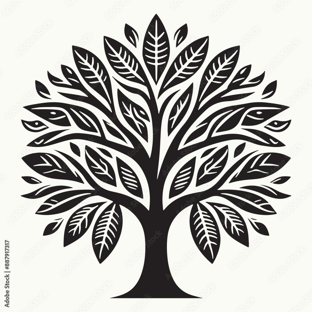 Fototapeta premium Mango Tree Silhouette Vector Illustration