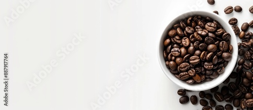 A white cup with coffee bea...