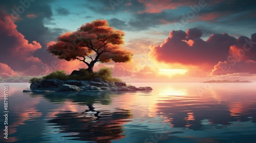 Tranquil lakes reflecting serene beauty