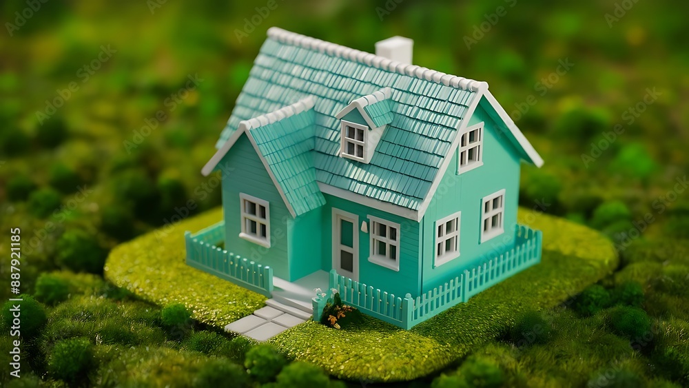 3d render illustration of a tiny turquoise house model wallpaper 3d render illustration of a tiny turquoise house model wallpaper