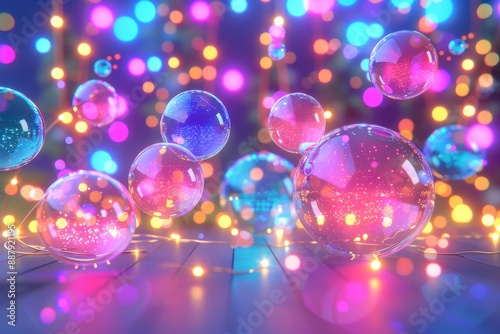 Abstract fluid orbs in vibrant colors, creating a dynamic and energetic visual effect with bright and colorful elements.