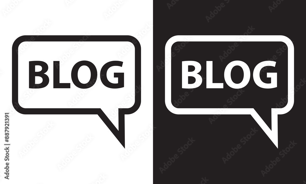 blog icon vector, speech icon vector in line art style on white and black background. EPS 10 blog icon vector, speech icon vector in line art style on white and black background. EPS 10