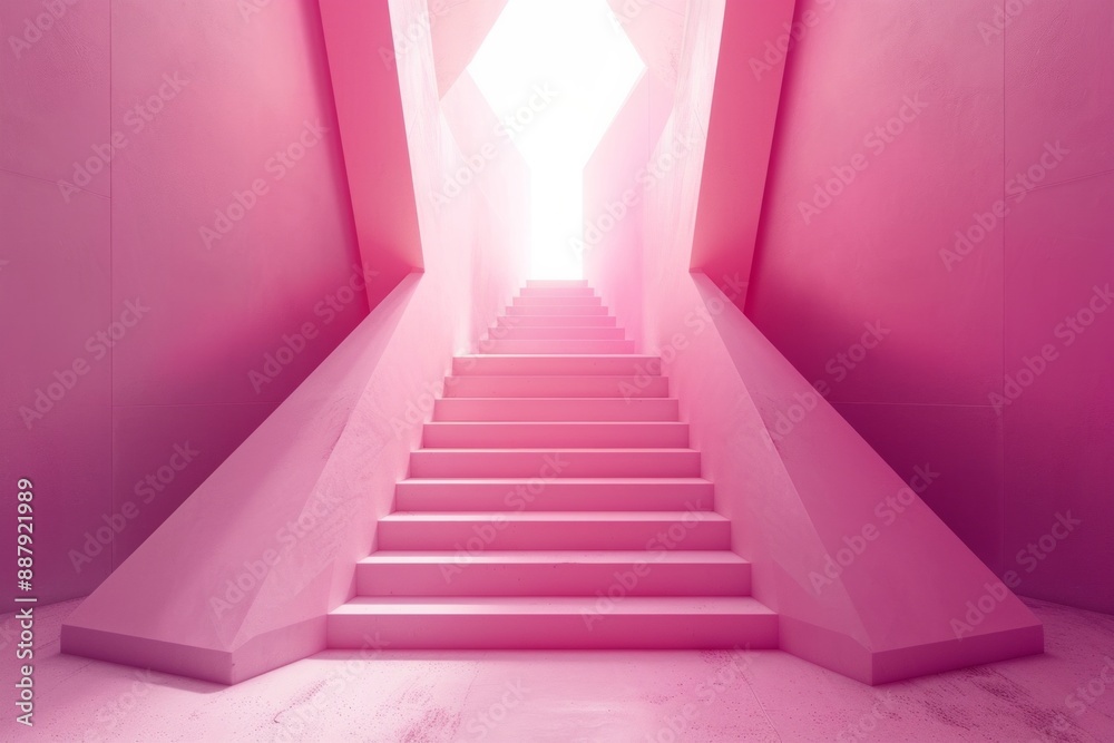 3d triangle architecture with matte, gradient, deep, pink color. Minimalist Clean design. Elegant and high fashion