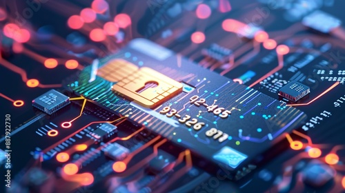 Graphic showing a credit card and a digital lock for safe online payments
