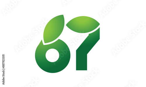 67 Leaf Logo Number Green Simple Nature