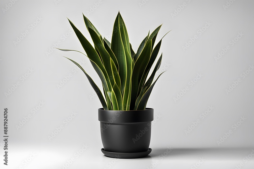 Snake plant in black pot white background, AI Generated Snake plant in black pot white background, AI Generated