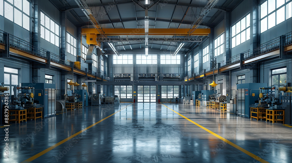Interior of an industrial factory specializing in mechanical engineering for transformer manufacturing Interior of an industrial factory specializing in mechanical engineering for transformer manufacturing