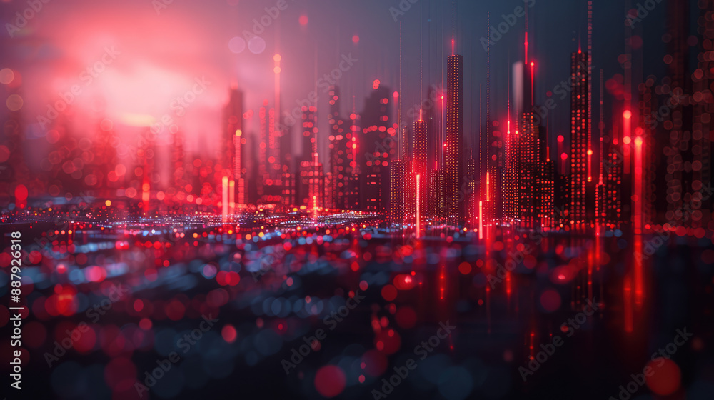 Fototapeta premium stock market chart, candlestick pattern with trendline for financial trading