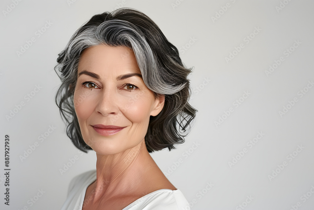 beautiful 50s mid aged mature woman isolated on white background. skin care beauty, skincare cosmetics concept beautiful 50s mid aged mature woman isolated on white background. skin care beauty, skincare cosmetics concept