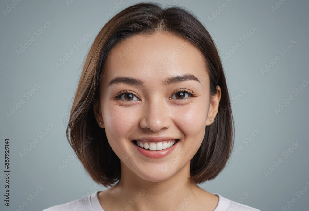 Portrait view of a regular happy smiling Kazakhstan woman, ultra realistic, candid, social media, avatar image, plain solid background Portrait view of a regular happy smiling Kazakhstan woman, ultra realistic, candid, social media, avatar image, plain solid background
