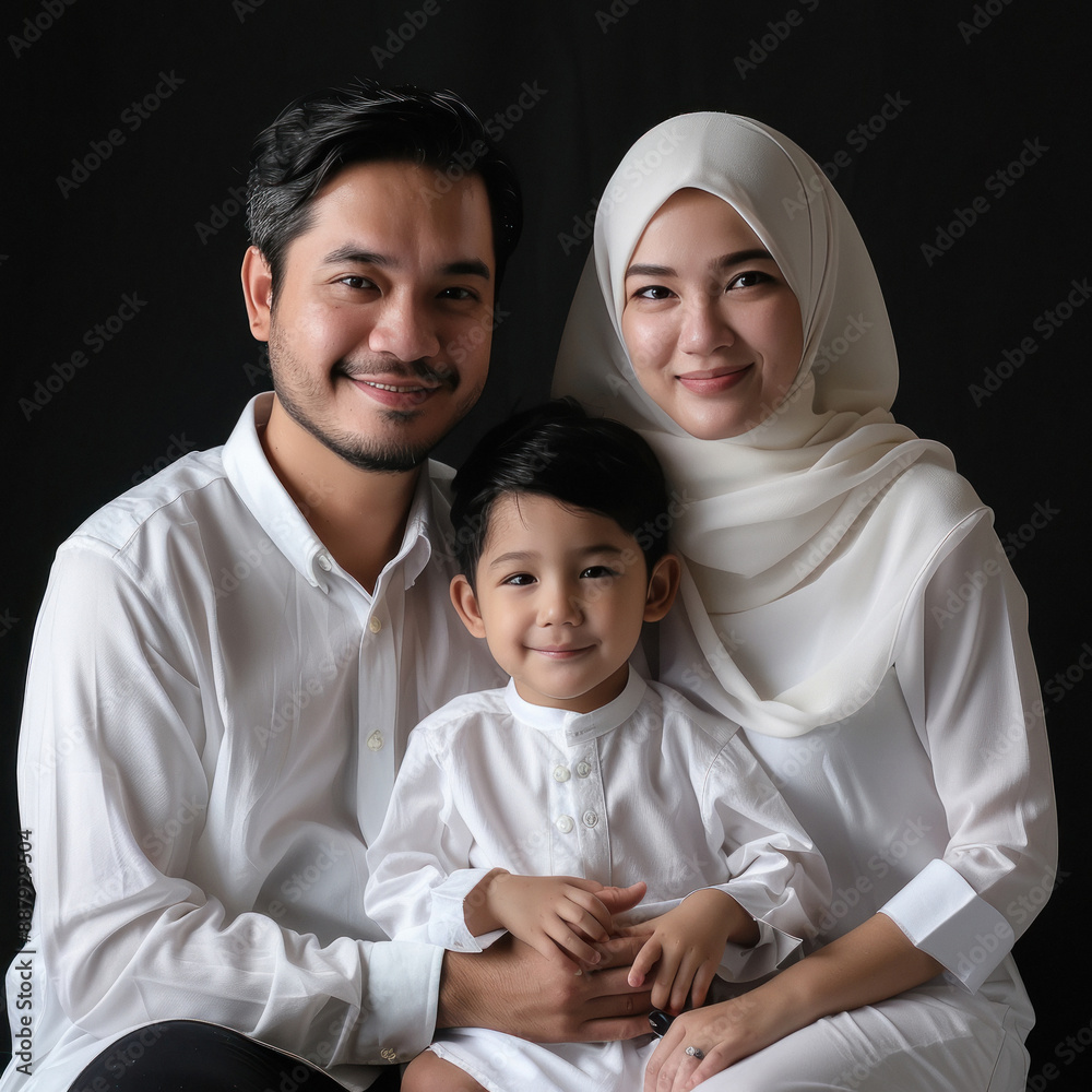 Happy Indonesian family sitting together Happy Indonesian family sitting together