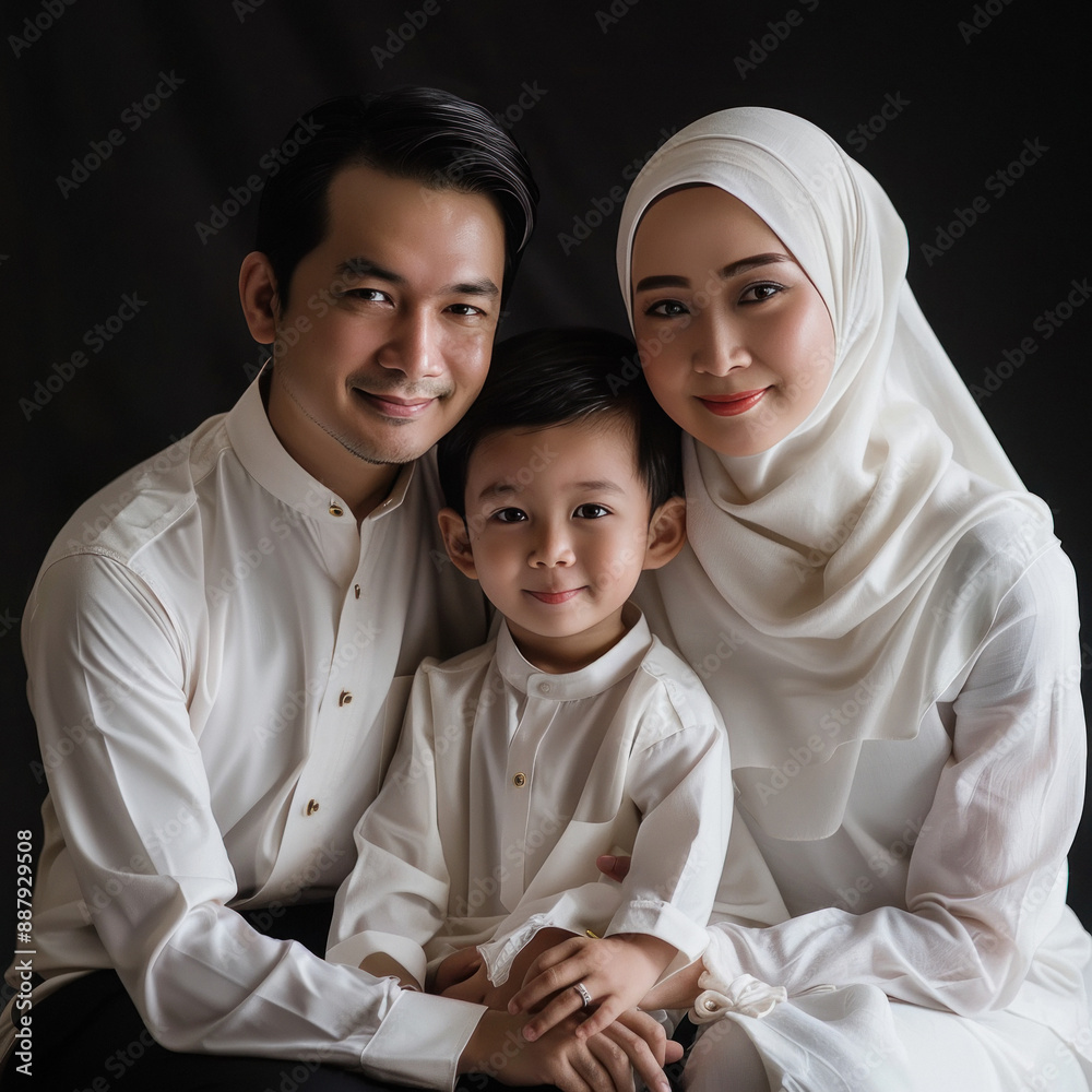 Happy Indonesian family sitting together Happy Indonesian family sitting together