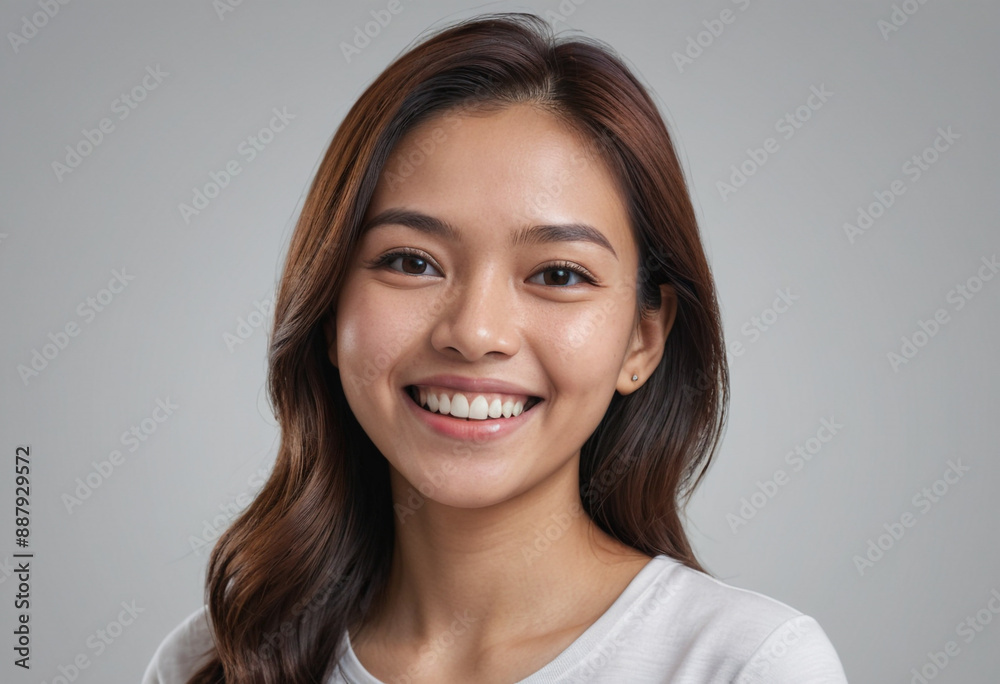 Portrait view of a regular happy smiling Malaysia woman, ultra realistic, candid, social media, avatar image, plain solid background Portrait view of a regular happy smiling Malaysia woman, ultra realistic, candid, social media, avatar image, plain solid background