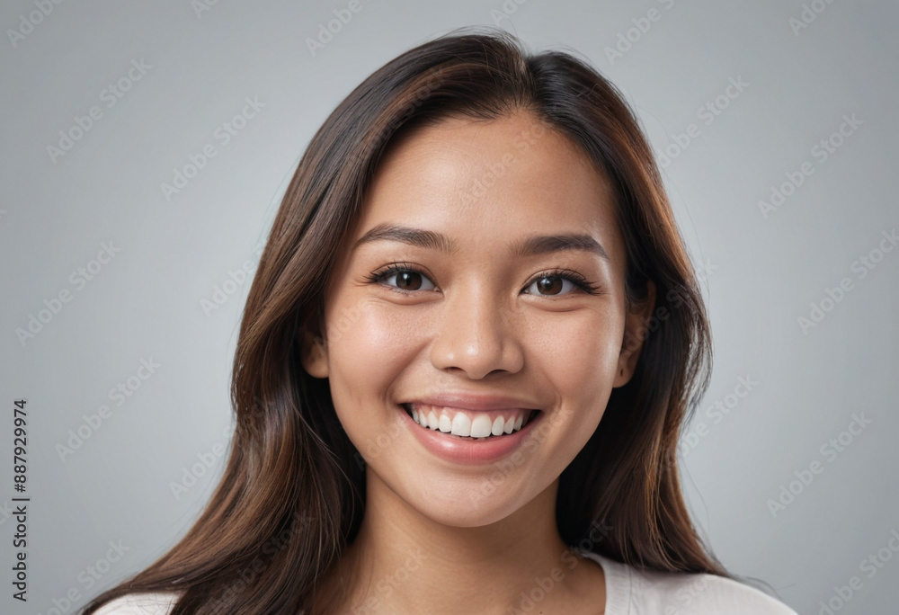 Portrait view of a regular happy smiling Philippines woman, ultra realistic, candid, social media, avatar image, plain solid background Portrait view of a regular happy smiling Philippines woman, ultra realistic, candid, social media, avatar image, plain solid background