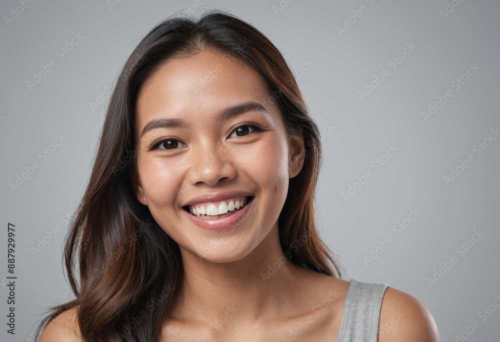 Portrait view of a regular happy smiling Philippines woman, ultra realistic, candid, social media, avatar image, plain solid background Portrait view of a regular happy smiling Philippines woman, ultra realistic, candid, social media, avatar image, plain solid background