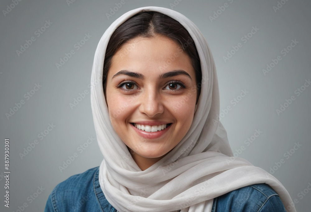 Portrait view of a regular happy smiling Syria woman, ultra realistic, candid, social media, avatar image, plain solid background Portrait view of a regular happy smiling Syria woman, ultra realistic, candid, social media, avatar image, plain solid background