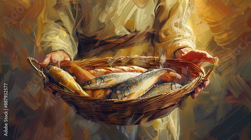 Miracle of the Loaves and Fishes , Jesus feeding the multitude
Biblical art , Christian iconography , Jesus Christ - miracles