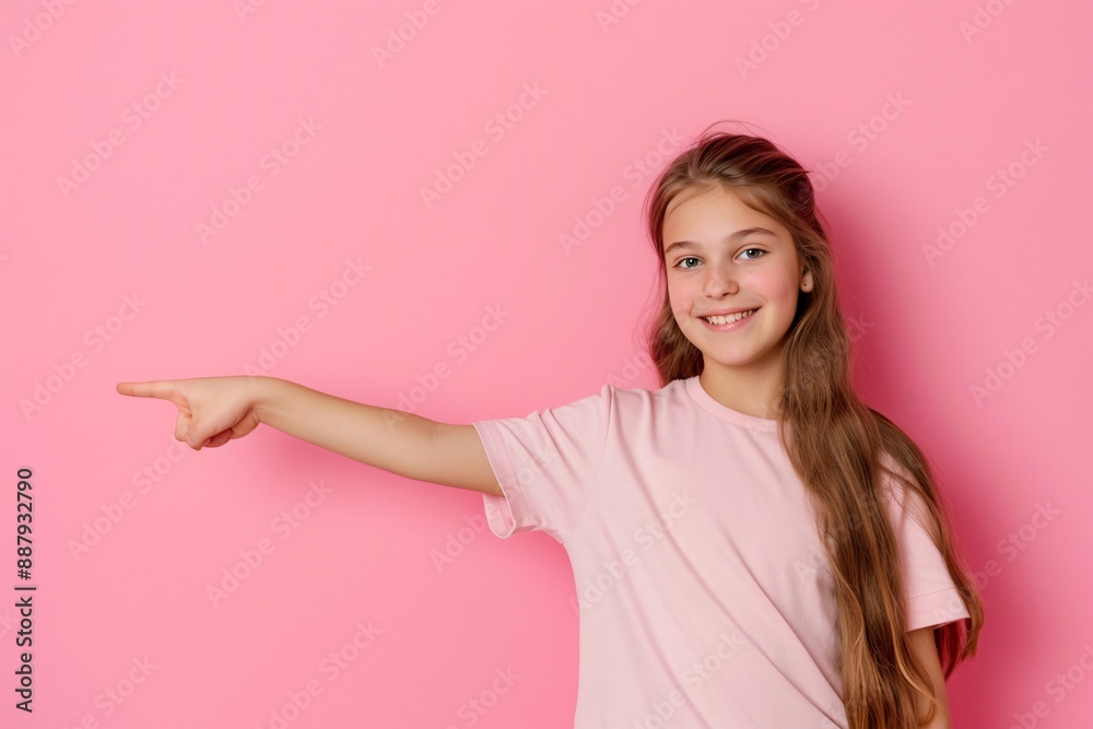 a girl pointing at something a girl pointing at something