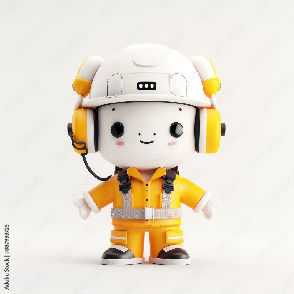 Adorable 3D Clay Engineer Character with Kawaii Style and Black Dot Eyes on White Background, Generative Ai Adorable 3D Clay Engineer Character with Kawaii Style and Black Dot Eyes on White Background, Generative Ai