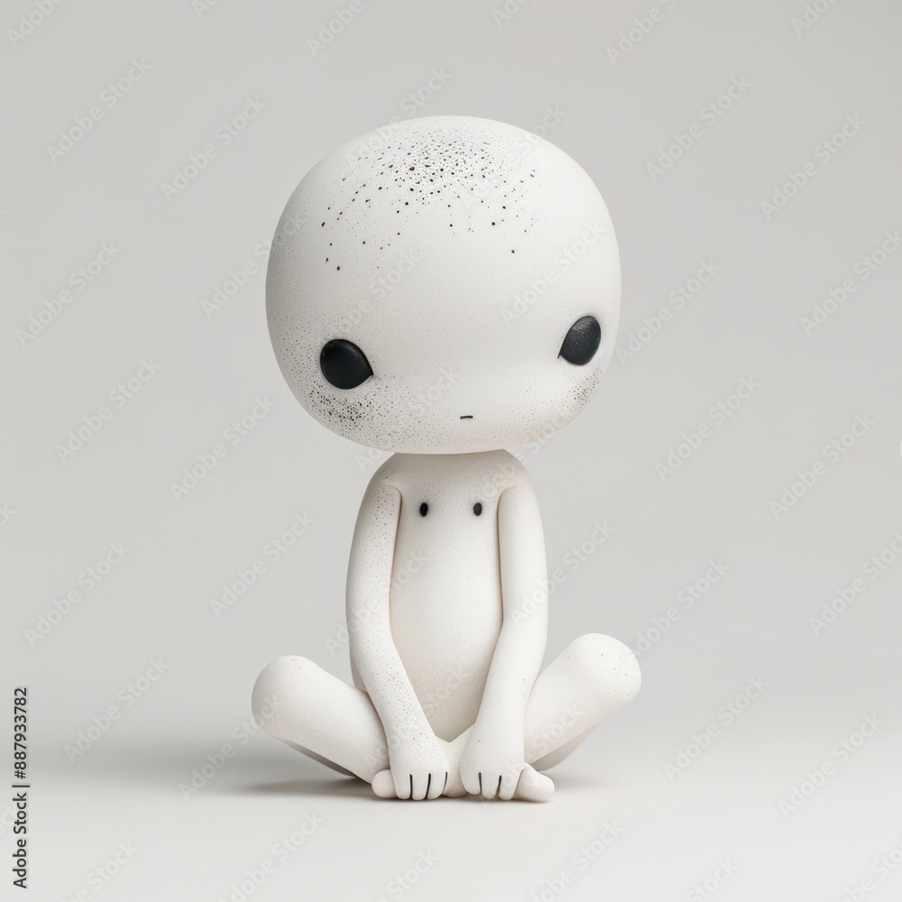 Charming Kawaii Artist Sculpture in 3D Clay with Whimsical Tiny Eyes on White Background, Generative Ai Charming Kawaii Artist Sculpture in 3D Clay with Whimsical Tiny Eyes on White Background, Generative Ai