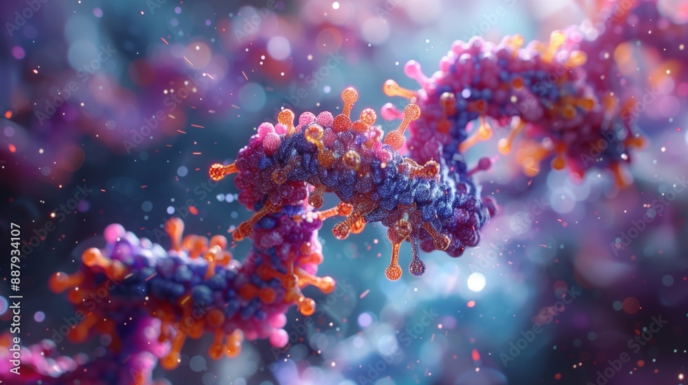 A 3D rendering of the CRISPR Cas protein complex, showcasing its intricate structure and the mechanism of gene editing. A 3D rendering of the CRISPR Cas protein complex, showcasing its intricate structure and the mechanism of gene editing.