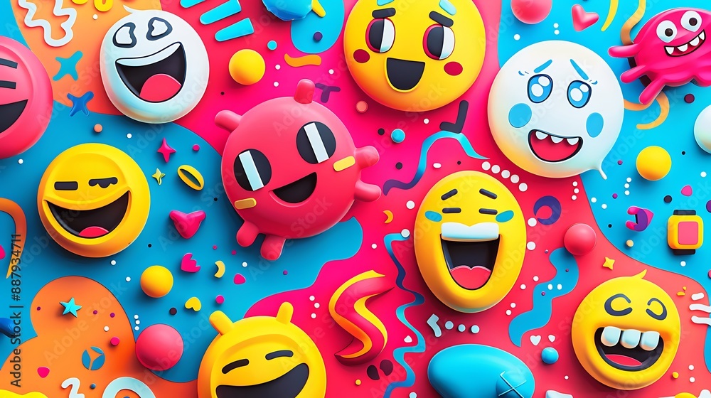 Colorful and Joyful Cartoon Faces Pattern Colorful and Joyful Cartoon Faces Pattern
