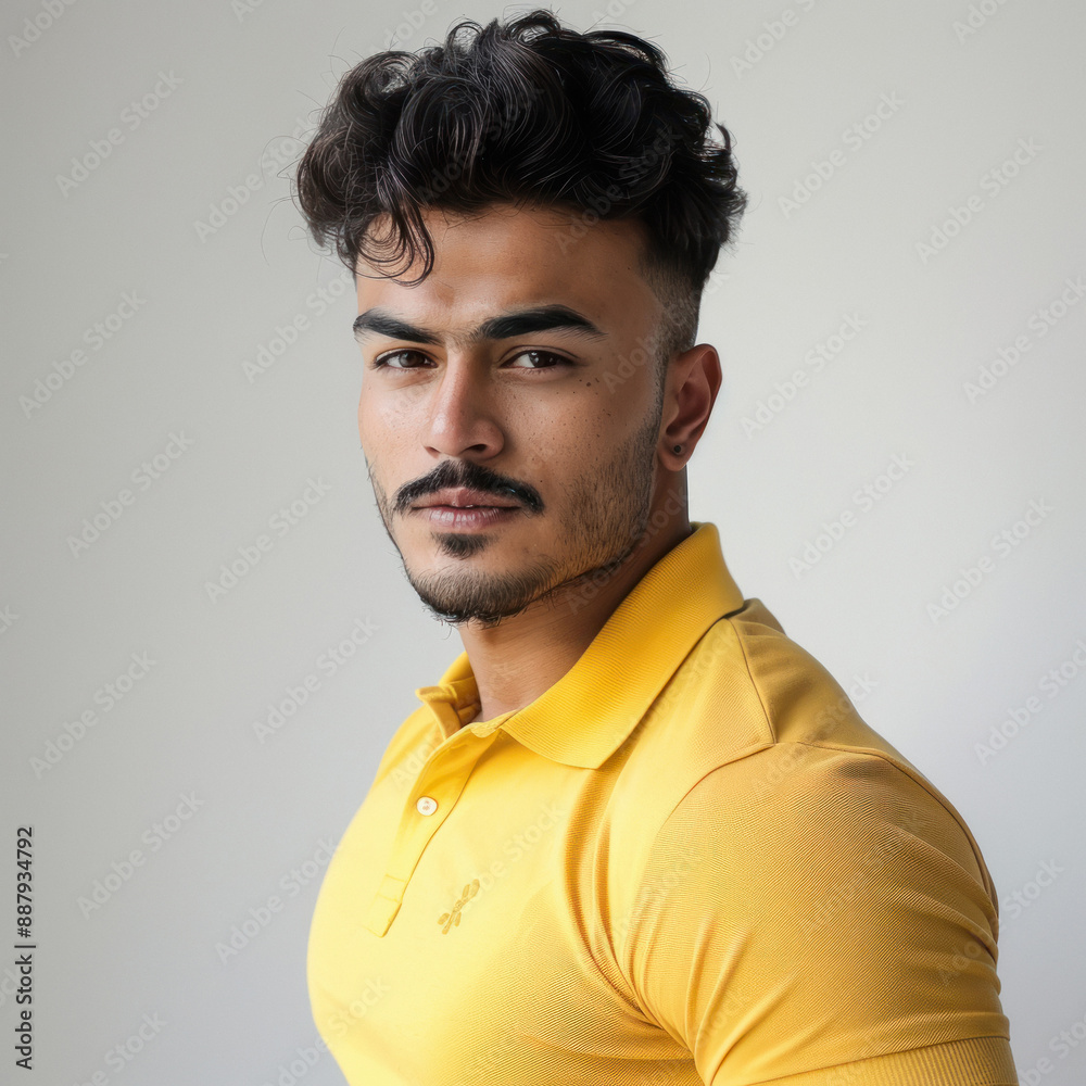 Obraz premium young handsome man in yellow t shirt