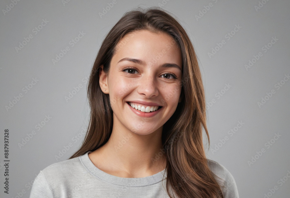 Portrait view of a regular happy smiling Austria woman, ultra realistic, candid, social media, avatar image, plain solid background Portrait view of a regular happy smiling Austria woman, ultra realistic, candid, social media, avatar image, plain solid background
