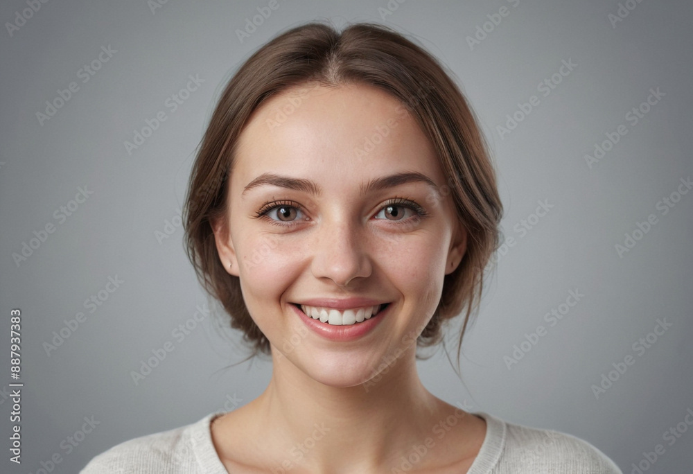 Portrait view of a regular happy smiling Belarus woman, ultra realistic, candid, social media, avatar image, plain solid background Portrait view of a regular happy smiling Belarus woman, ultra realistic, candid, social media, avatar image, plain solid background