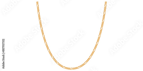 Stylish Gold Chain Isolated On White Background, Stunning Jewelry Vector Illustration.	