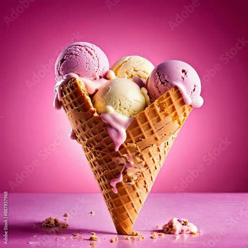 Ice cream. Sweet dessert. Summer, birthday. AI