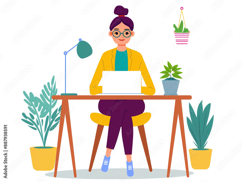 Woman working on laptop in the office background Woman working on laptop in the office background