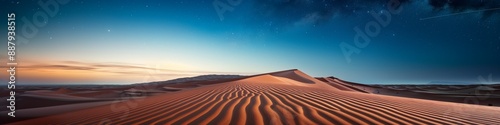 Landscape overlooking the sandy desert. Natural background with copy space. Minimalistic landscape with sand dune