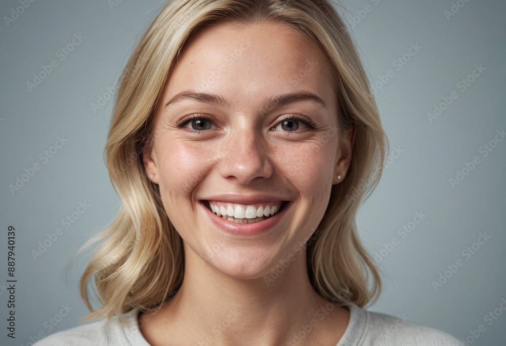 Portrait view of a regular happy smiling Norway woman, ultra realistic, candid, social media, avatar image, plain solid background Portrait view of a regular happy smiling Norway woman, ultra realistic, candid, social media, avatar image, plain solid background