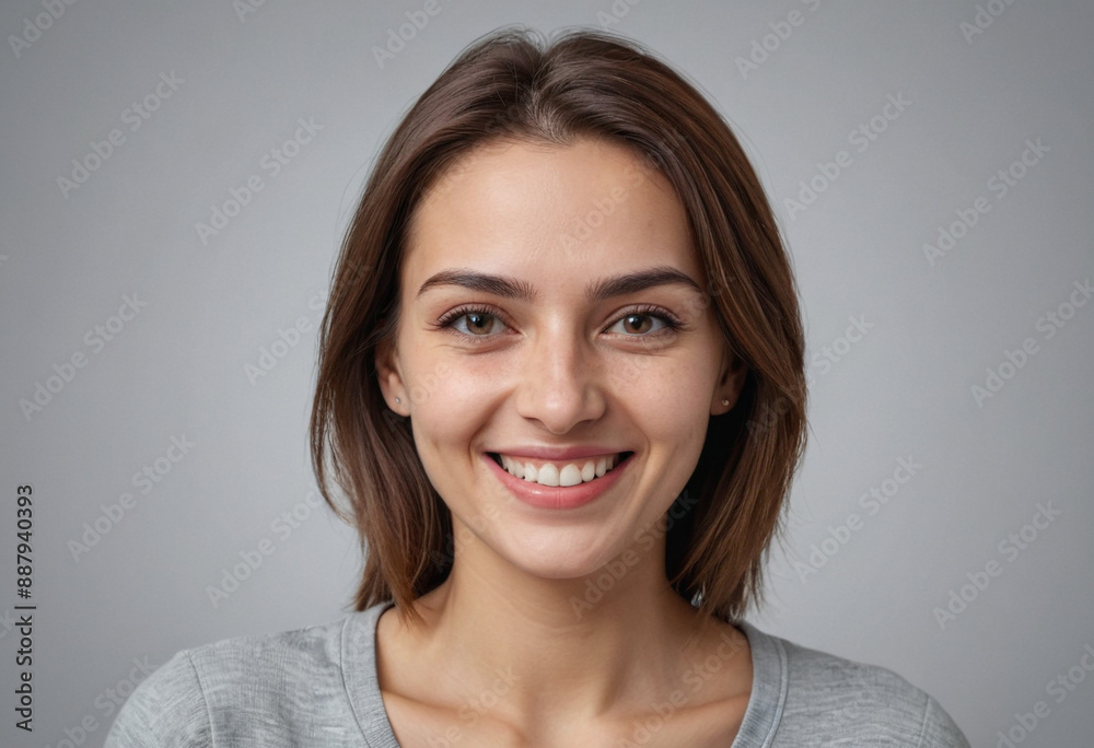 Portrait view of a regular happy smiling Romania woman, ultra realistic, candid, social media, avatar image, plain solid background Portrait view of a regular happy smiling Romania woman, ultra realistic, candid, social media, avatar image, plain solid background