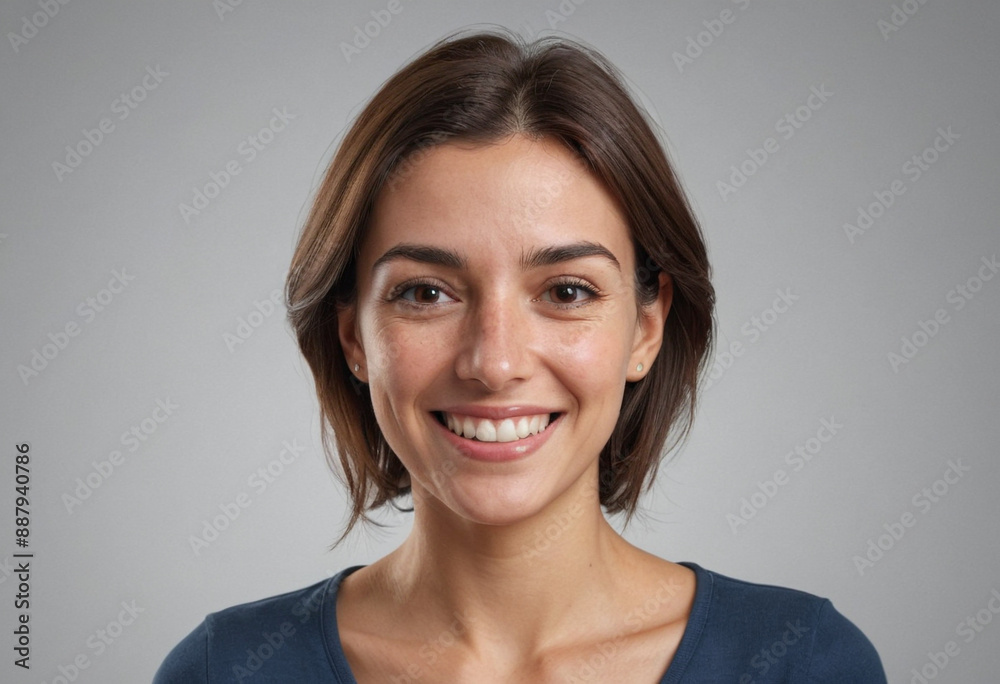 Portrait view of a regular happy smiling Spain woman, ultra realistic, candid, social media, avatar image, plain solid background Portrait view of a regular happy smiling Spain woman, ultra realistic, candid, social media, avatar image, plain solid background