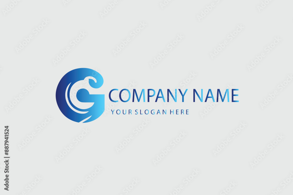 Fototapeta premium Initial Letter G Logo. White and Blue Circle Shape Origami Style isolated on Blue Background. Usable for Business and Branding Logos. Flat Vector Logo Design Template Element.