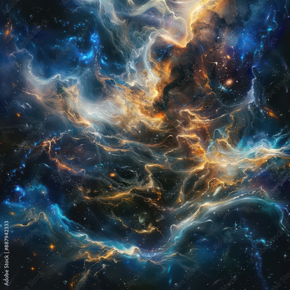 ethereal depiction of cosmic creation swirling nebulae birth celestial bodies luminous tendrils of stardust weave through inky void forming planets and galaxies ethereal depiction of cosmic creation swirling nebulae birth celestial bodies luminous tendrils of stardust weave through inky void forming planets and galaxies