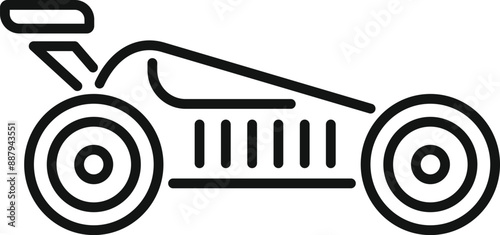 Simple line drawing of a radio controlled toy car, evoking the concept of childhood hobbies