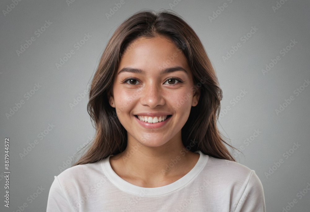 Portrait view of a regular happy smiling Ecuador woman, ultra realistic, candid, social media, avatar image, plain solid background Portrait view of a regular happy smiling Ecuador woman, ultra realistic, candid, social media, avatar image, plain solid background